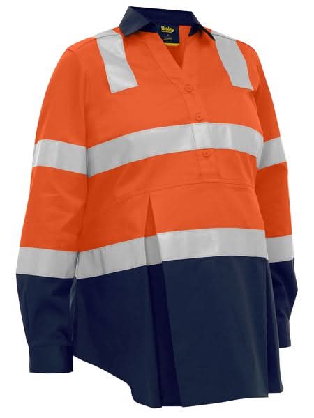 Bisley Women's Taped Two Tone Hi Vis Closed Front Maternity Shirt (BLM6660T)