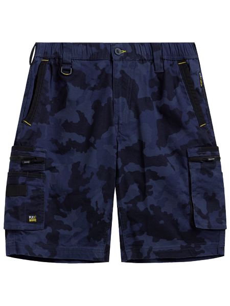 Bisley Flex & Move Stretch Canvas Camo Cargo Short - Navy Camo (BSHC1337-PPCT)