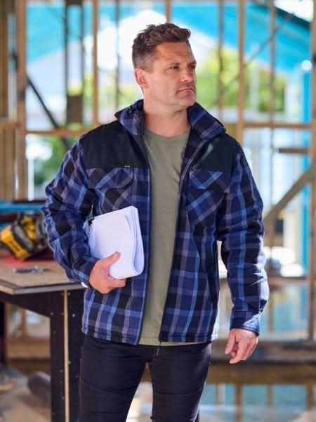Bisley Contrast Check Zip Front Hoodie (BJ6703)