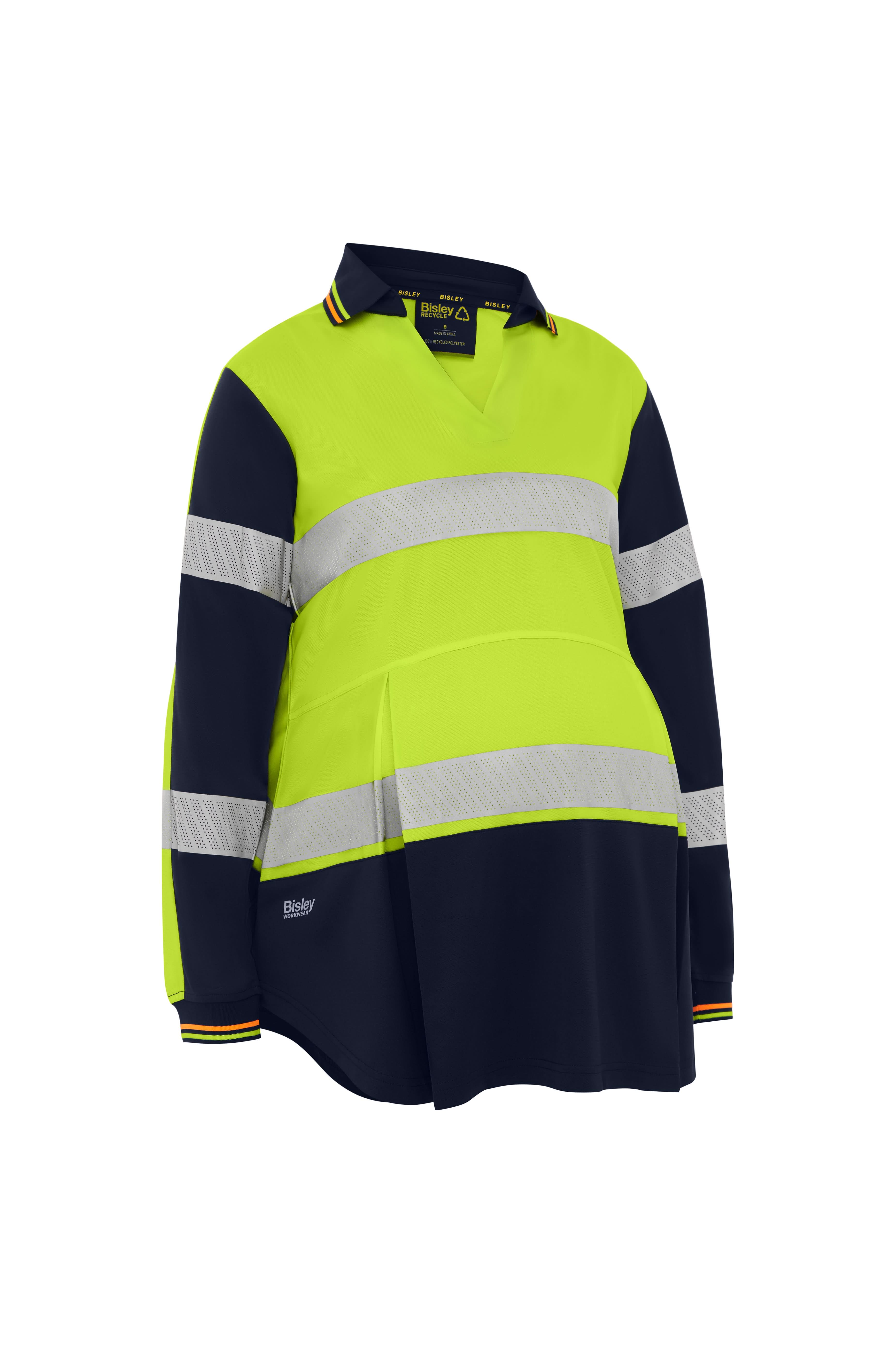 Bisley Women's Taped Hi Vis Recycled V-Neck Maternity Polo (BKLM6225T) - Trade Wear