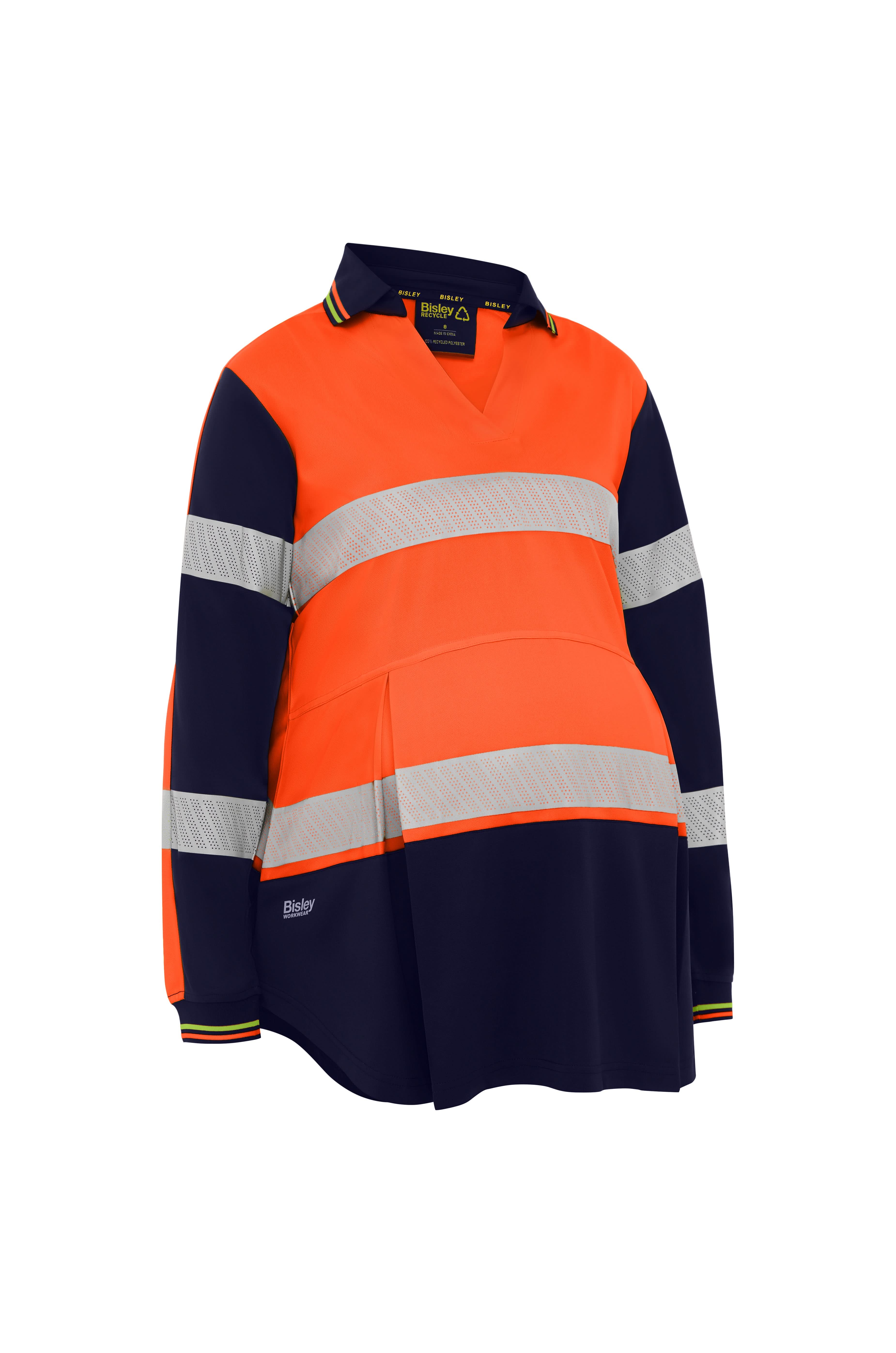 Bisley Women's Taped Hi Vis Recycled V-Neck Maternity Polo (BKLM6225T) - Trade Wear