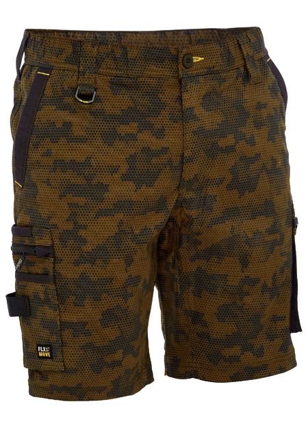 Bisley Flex & Move Stretch Canvas Camo Cargo Short - Army Honeycomb (BSHC1337-PHAR)