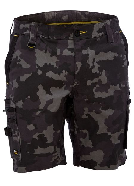 Bisley Flex & Move Stretch Canvas Camo Cargo Short - Charcoal Camo (BSHC1337-PCHA)