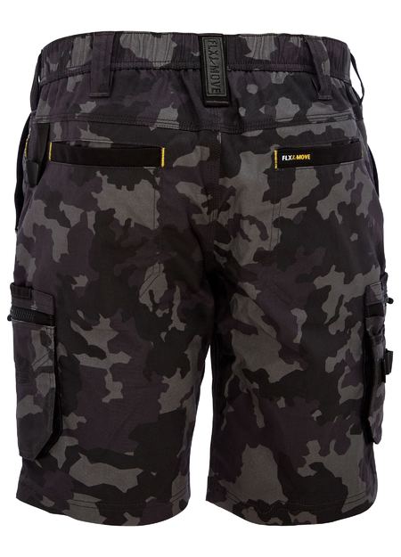 Bisley Flex & Move Stretch Canvas Camo Cargo Short - Charcoal Camo (BSHC1337-PCHA)