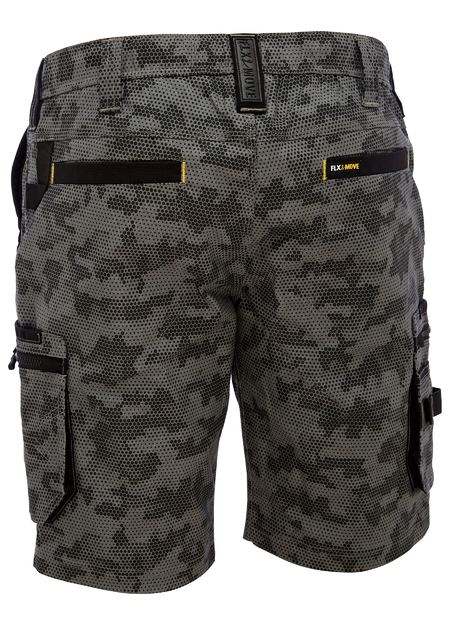 Bisley Flex & Move Stretch Canvas Camo Cargo Short - Charcoal Honeycomb (BSHC1337-PHCH)