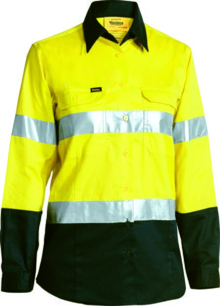 Bisley Ladies Hi Vis 3M Lightweight Gusset Cuff Shirt Long Sleeve (BL6896)