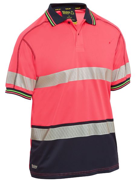 Bisley Taped Two Tone Hi Vis Polyester Mesh Short Sleeve Polo Shirt (BK1219T) - Trade Wear