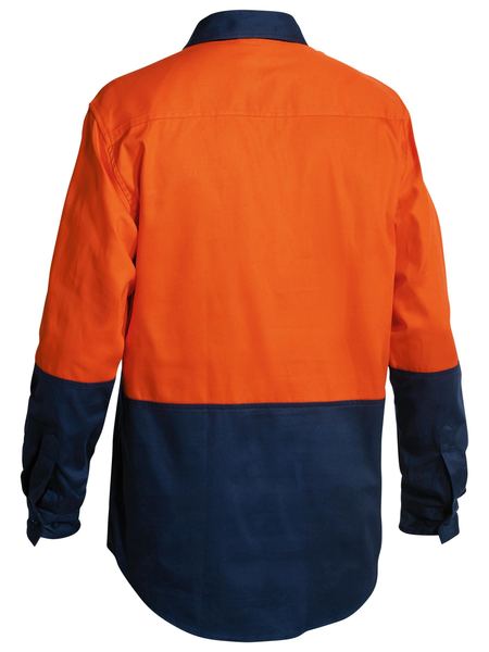 Bisley 2 Tone Closed Front Hi Vis Drill Shirt - Long Sleeve - Orange/Navy (BSC6267) - Trade Wear