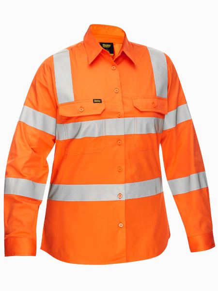 Bisley Womens Taped Biomotion Cool Lightweight Hi Vis Shirt (BL6016T)