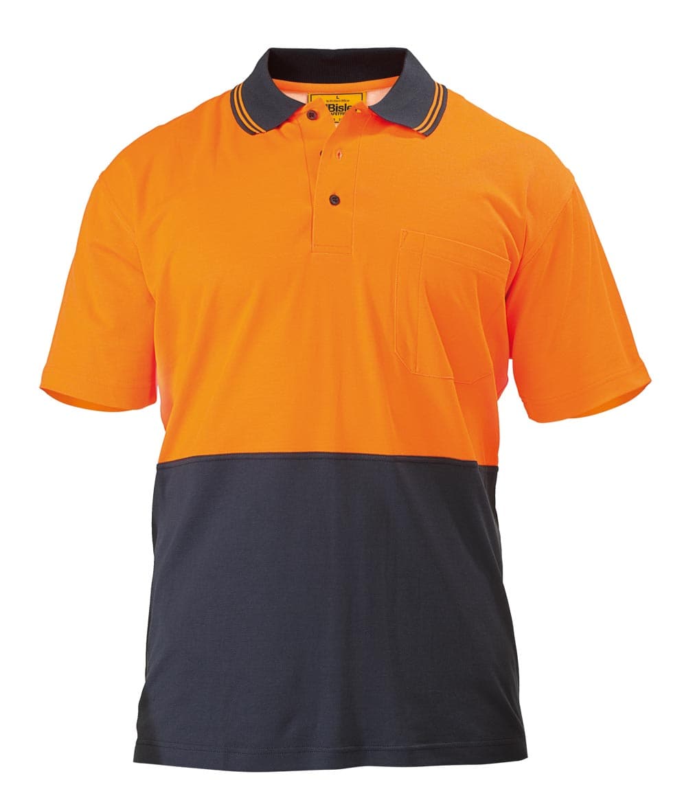 Bisley 2 Tone Hi Vis Polo Shirt - Short Sleeve - Orange/Navy (BK1234) - Trade Wear