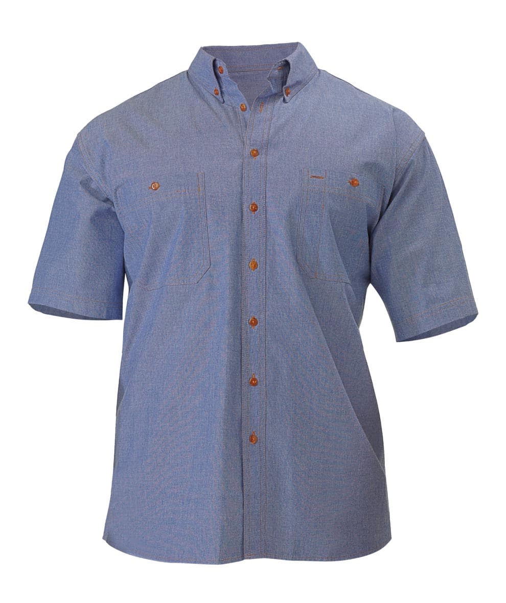 Bisley Chambray Shirt - Short Sleeve - Blue (B71407) - Trade Wear