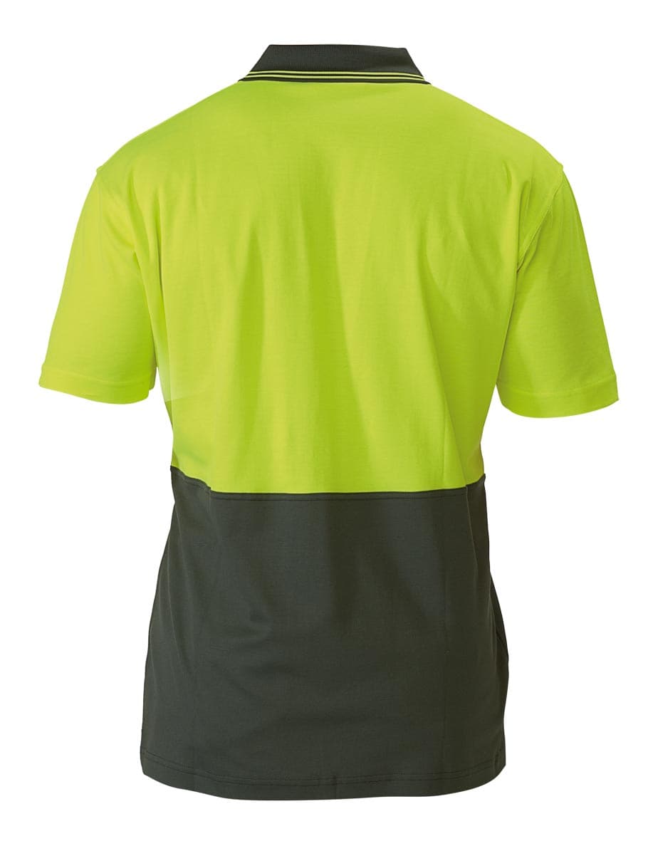 Bisley 2 Tone Hi Vis Polo Shirt - Short Sleeve - Yellow/Bottle (BK1234) - Trade Wear