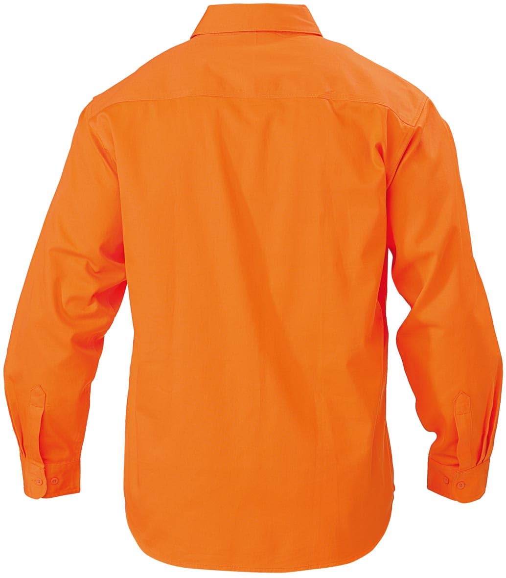 Bisley Hi Vis Drill Shirt - Long Sleeve - Orange (BS6339) - Trade Wear