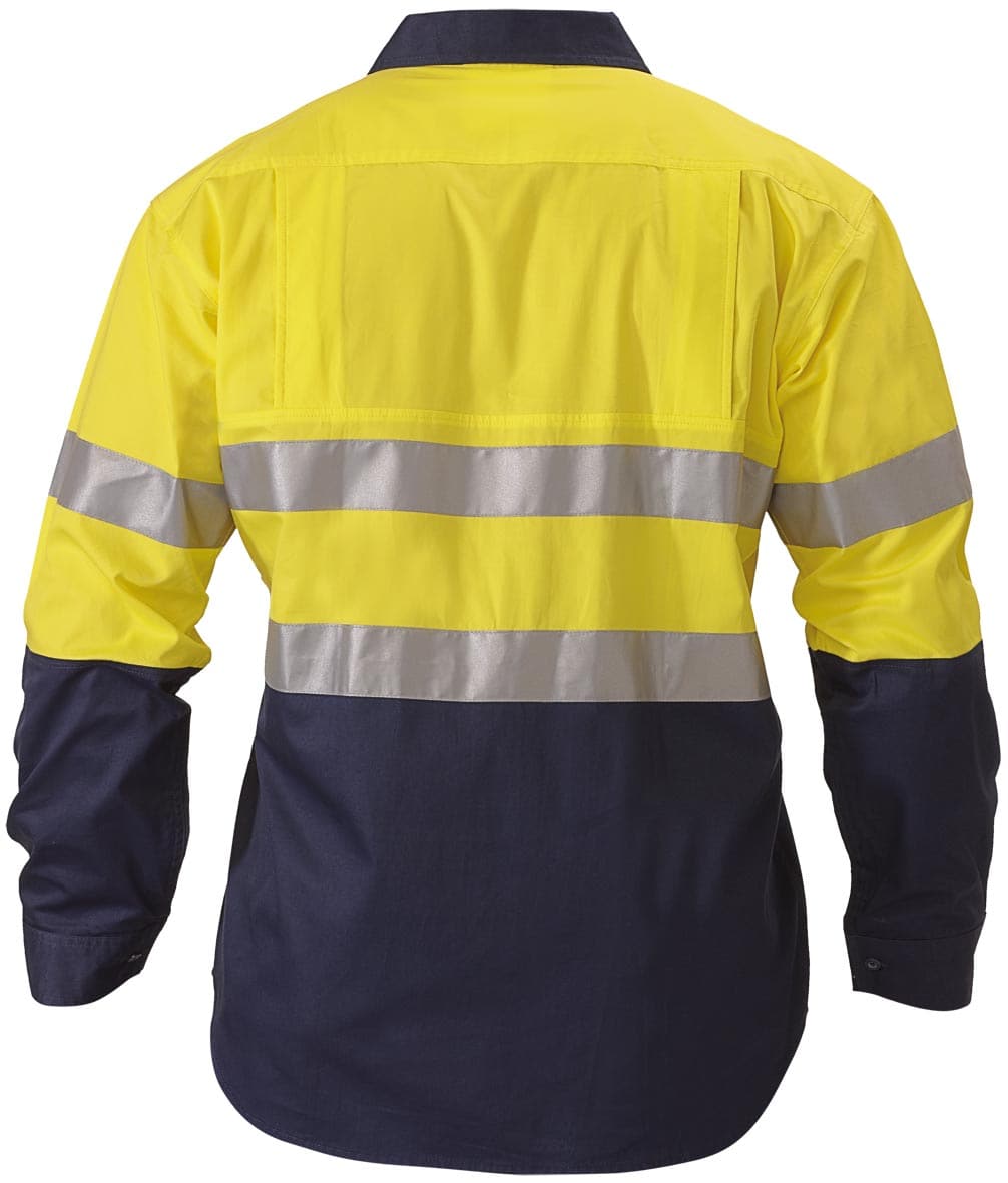 Bisley 2 Tone 3M Hi Vis Lightweight Gusset Cuff Shirt- Long Sleeve- Yellow/Navy (BS6896) - Trade Wear