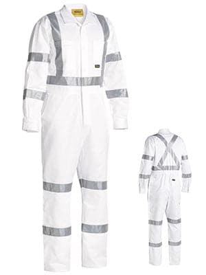 Bisley 3M Taped White Drill Coverall (BC6806T) - Trade Wear