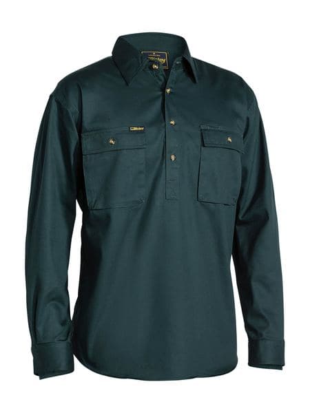 Bisley Bisley Closed Front Cotton Drill Shirt Long Sleeve (BSC6433) - Trade Wear