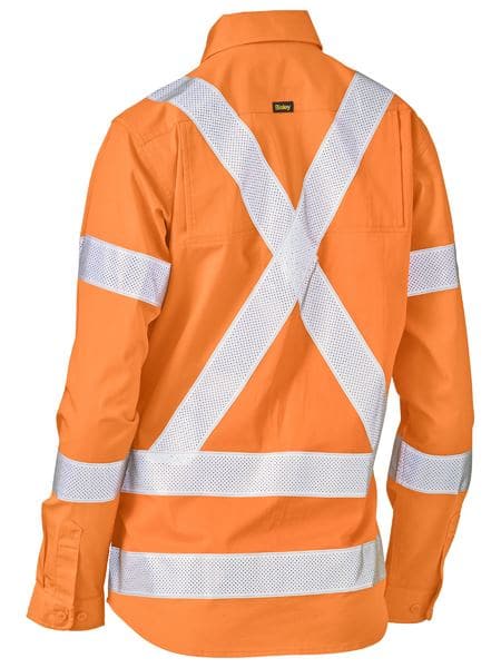 Bisley Women's Taped X Back Lightweight Hi Vis Drill Shirt (BL6166XT)