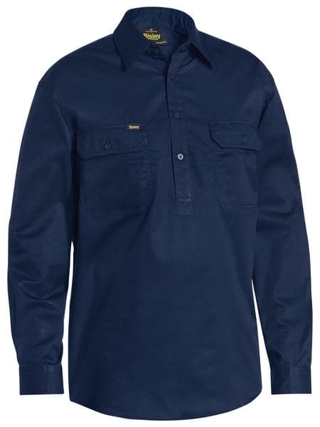 Bisley Bisley Lightweight Closed Front Cotton Drill Shirt - Long Sleeve (BSC6820) - Trade Wear