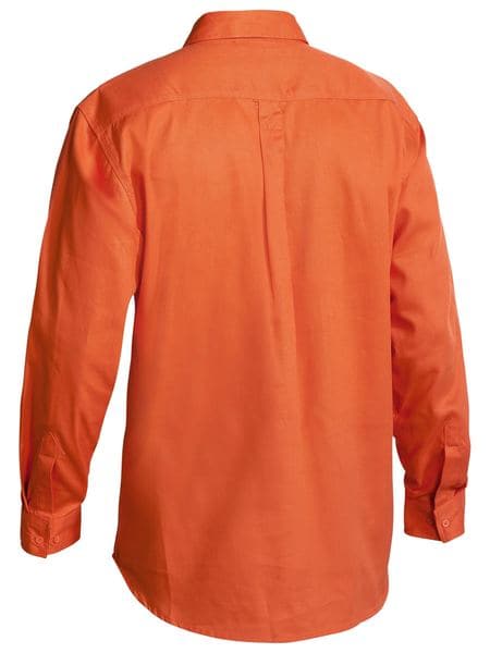 Bisley Closed Front Cotton Drill Shirt Long Sleeve - Orange (BSC6433-Orange) - Trade Wear