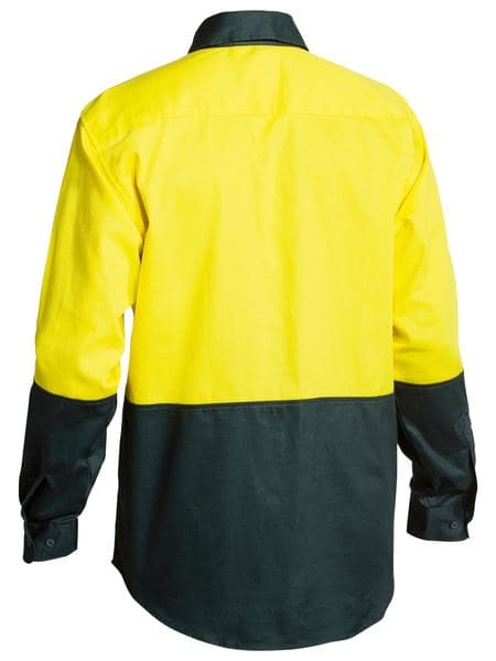 Bisley Bisley 2 Tone Hi Vis Drill Shirt Long Sleeve (BS6267) - Trade Wear
