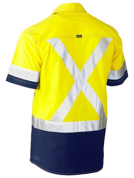 Bisley Bisley Flex & Move™ Two Tone Hi Vis Stretch Utility Shirt - Short Sleeve (BS1177XT) - Trade Wear