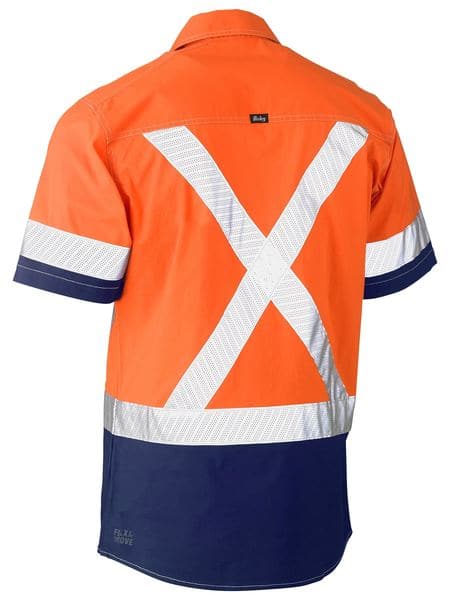 Bisley Bisley Flex & Move™ Two Tone Hi Vis Stretch Utility Shirt - Short Sleeve (BS1177XT) - Trade Wear