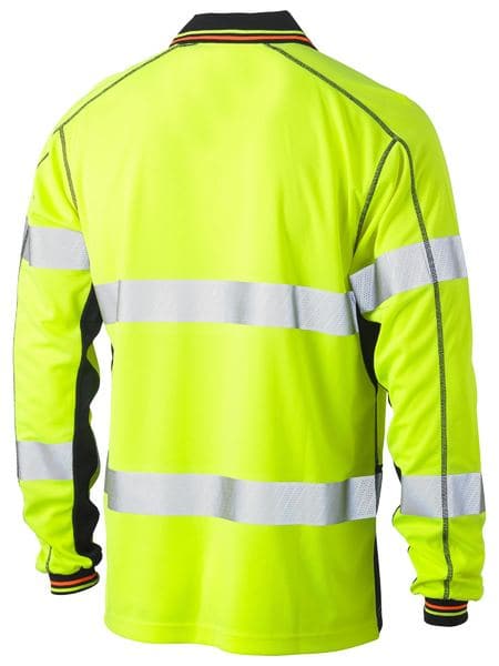 Bisley Bisley Taped Two Tone Hi Vis Polyester Mesh Long Sleeve Polo Shirt (BK6219T) - Trade Wear