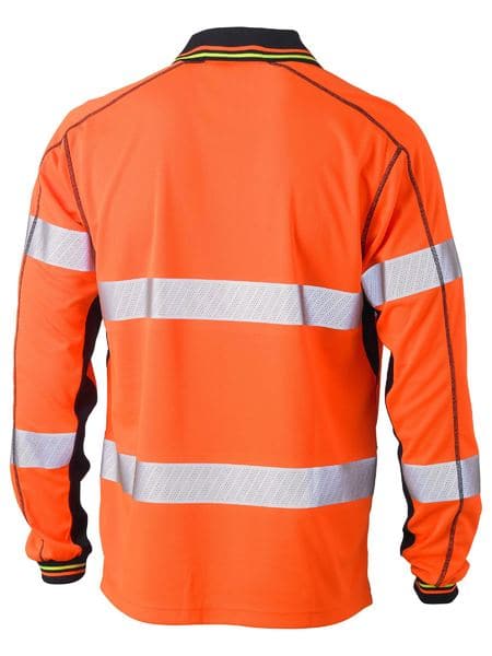 Bisley Bisley Taped Two Tone Hi Vis Polyester Mesh Long Sleeve Polo Shirt (BK6219T) - Trade Wear