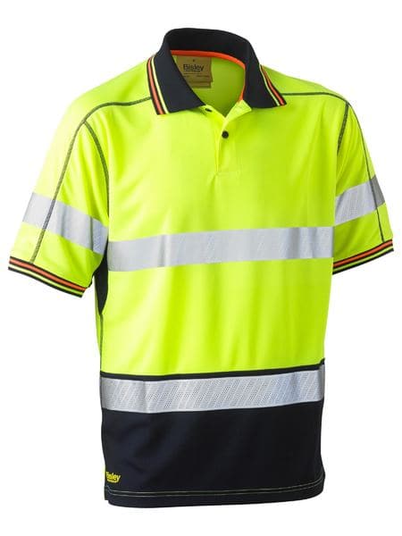 Bisley Bisley Taped Two Tone Hi Vis Polyester Mesh Short Sleeve Polo Shirt (BK1219T) - Trade Wear