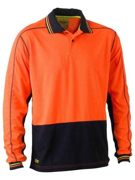 Bisley Bisley Two Tone Hi Vis Polyester Mesh Long Sleeve Polo Shirt (BK6219) - Trade Wear