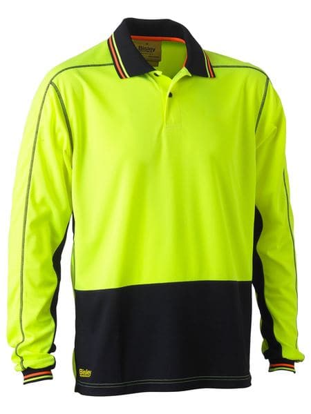 Bisley Bisley Two Tone Hi Vis Polyester Mesh Long Sleeve Polo Shirt (BK6219) - Trade Wear