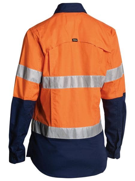 Bisley Womens 3M Taped Hi Vis X Airflow™ Ripstop Shirt - Orange/Navy (BL6415T) - Trade Wear