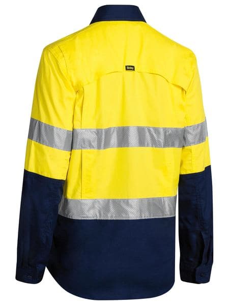 Bisley Womens 3M Taped Hi Vis X Airflow™ Ripstop Shirt - Yellow/Navy (BL6415T) - Trade Wear