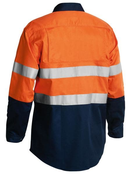Bisley Bisley Long Sleeve 2 Tone Hi Vis Cool Lightweight Gusset Cuff Shirt 3M Reflective Tape - Embroidery Pack of 5- Shirts (BS6896EP) - Trade Wear