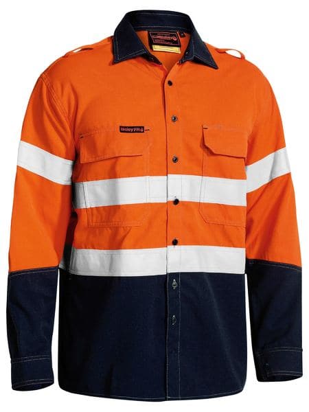 Bisley Tencate Tecasafe Plus Taped Two Tone Hi Vis FR Vented Long Sleeve Shirt (BS8082T) - Trade Wear