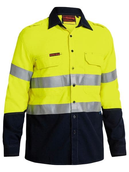 Bisley Taped Two Tone Hi-Vis FR Lightweight Vented Long Sleeve Shirt (BS8098T) - Trade Wear