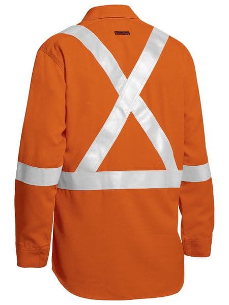 Bisley Taped Hi Vis Closed Front Lightweight FR Shirt - Long Sleeve (BSC8176T) - Trade Wear