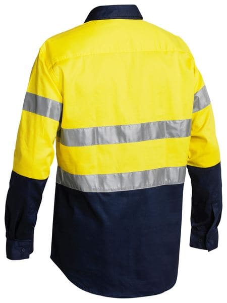 Bisley Bisley 2 Tone 3M Closed Front Hi Vis Drill Shirt Long Sleeve (BTC6456) - Trade Wear