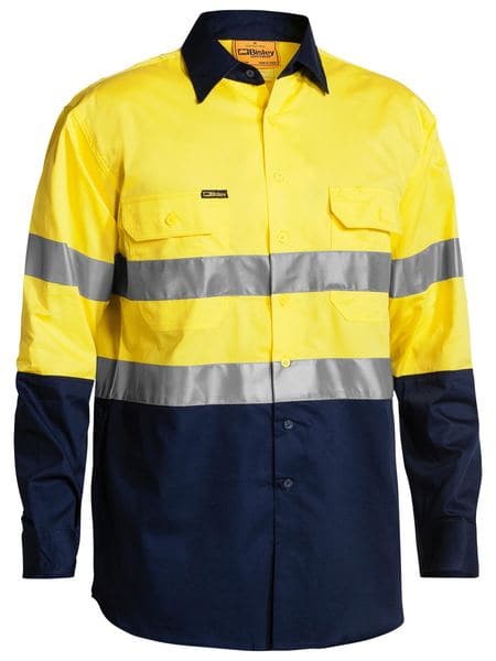 Bisley Bisley 2 Tone 3M HiVis Lightweight Gusset Cuff Shirt Long Sleeve (BS6896) - Trade Wear