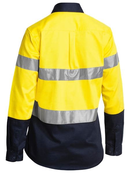 Bisley Bisley 2 Tone 3M Ladies Hi Vis Drill Shirt Long Sleeve (BLT6456) - Trade Wear