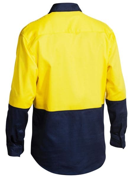 Bisley Bisley 2 Tone Closed Front Hi Vis Drill Shirt Long Sleeve (BSC6267) - Trade Wear