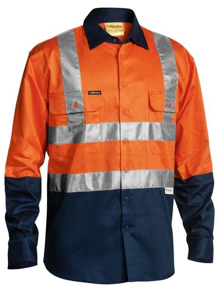 Trade Wear Bisley 2 Tone Hi Vis Drill Shirt 3M Reflective Tape Long Sleeve (BS6267T) - Trade Wear