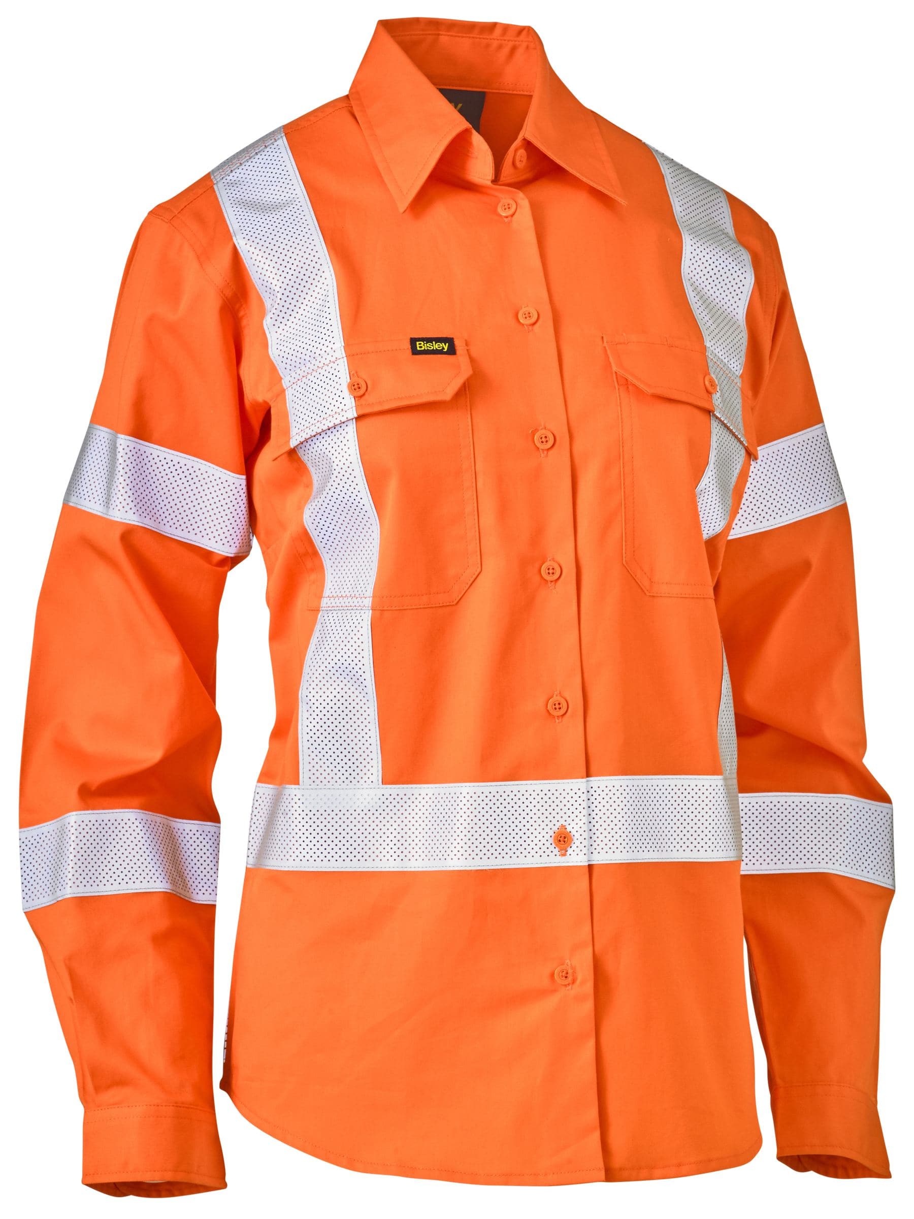 Bisley Women's Taped X Back Lightweight Hi Vis Drill Shirt (BL6166XT)