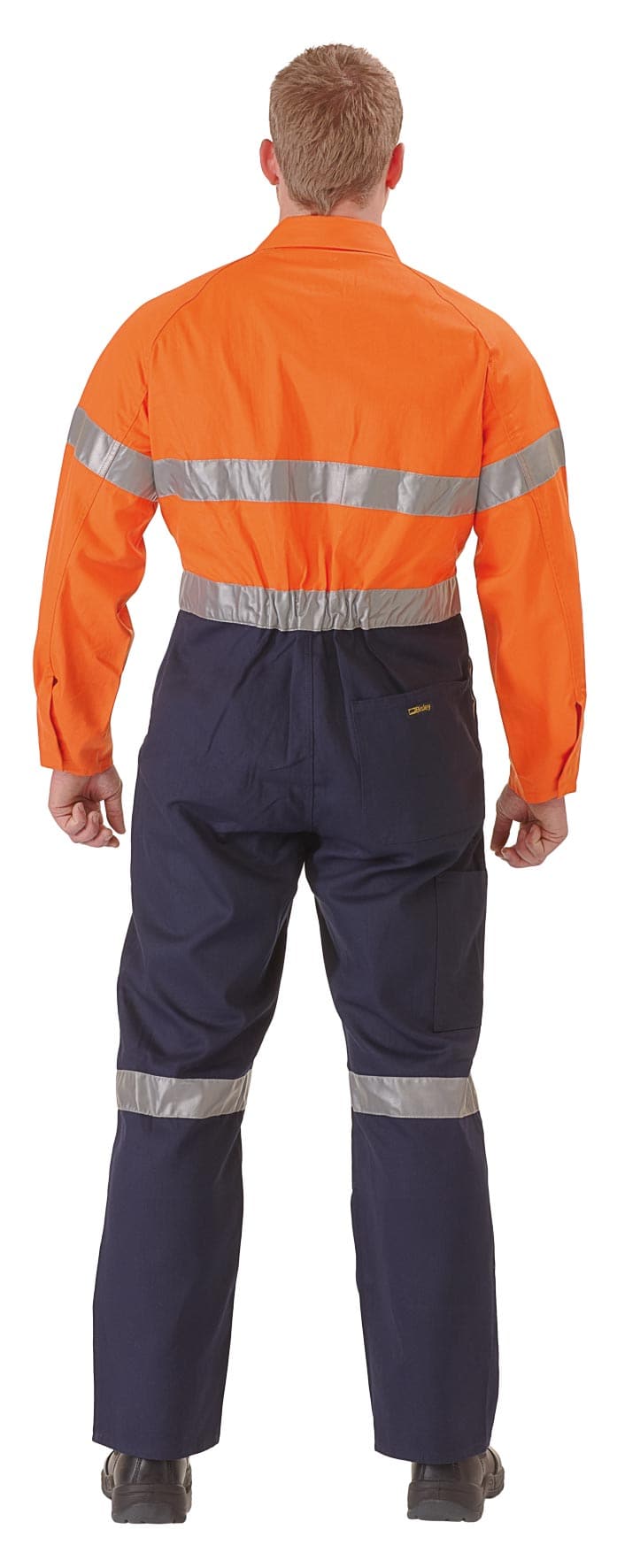 Bisley 2 Tone Hi Vis Lightweight Coveralls 3M Reflective Tape - Orange/Navy (BC6719TW) - Trade Wear