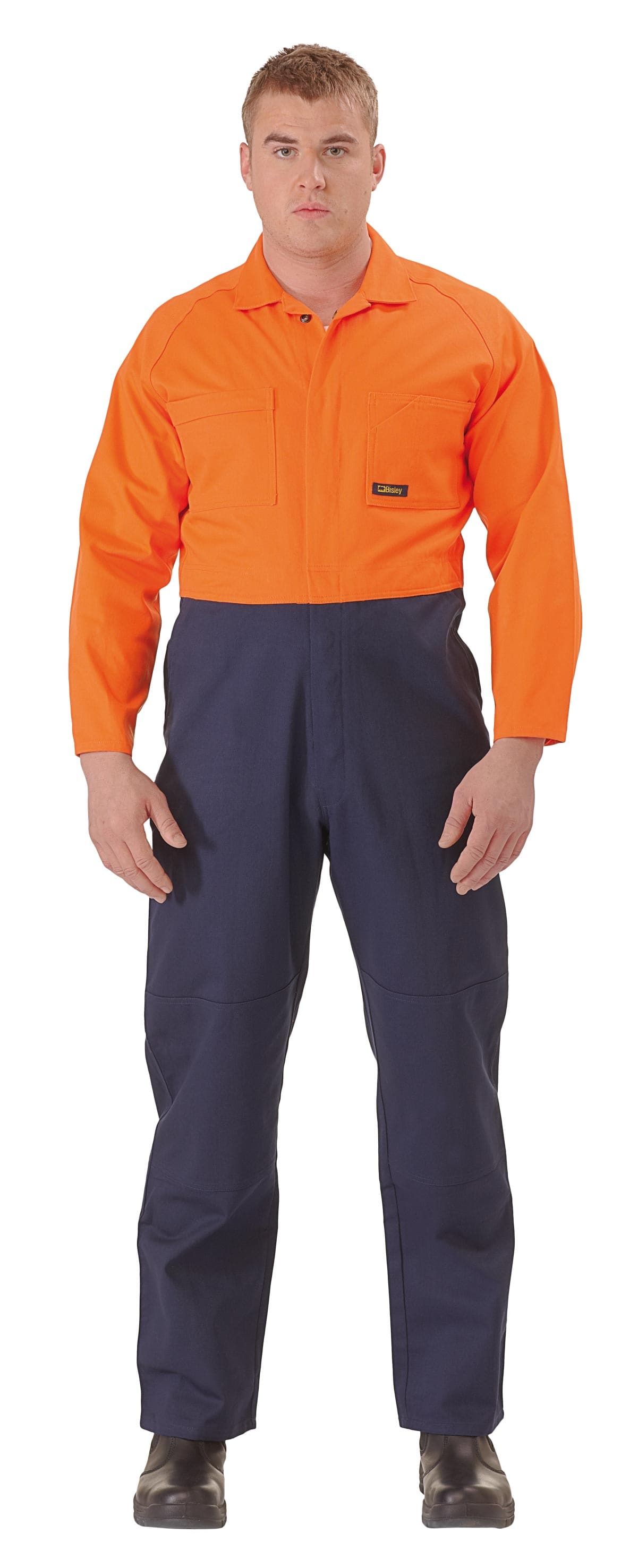 Bisley 2 Tone Hi Vis Coveralls Regular Weight - Orange/Navy (BC6357) - Trade Wear