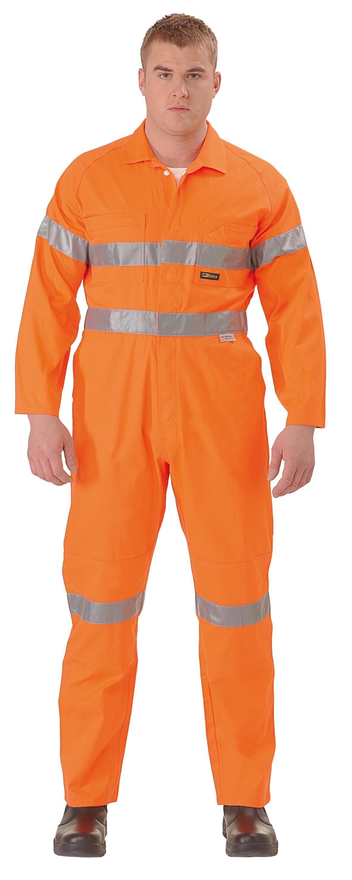 Bisley Hi Vis Lightweight Coveralls 3M Reflective Tap - Orange (BC6718TW) - Trade Wear