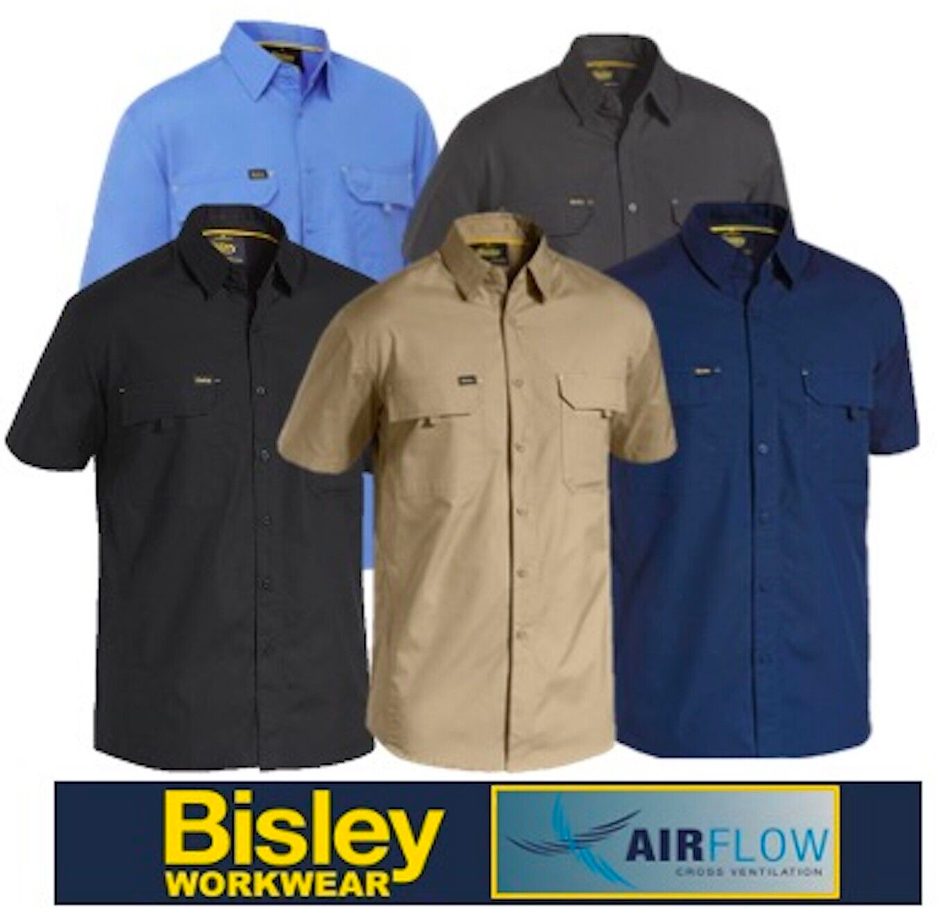 Bisley X Airflow Ripstop Short Sleeve Shirt (BS1414) - Trade Wear