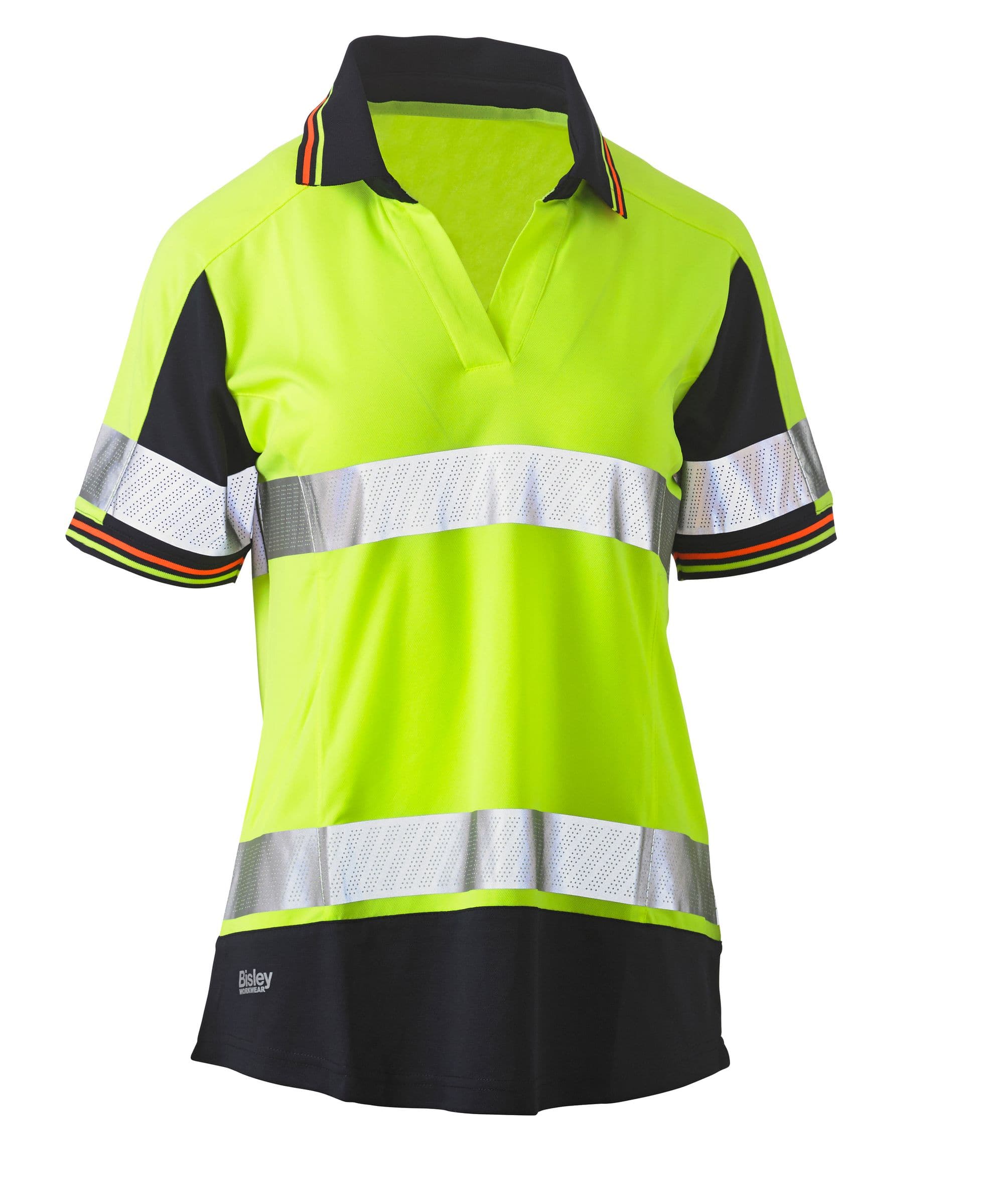 Bisley Bisley Womens Short Sleeve Taped Two Tone Hi Vis V-Neck Polo (BKL1225T) - Trade Wear