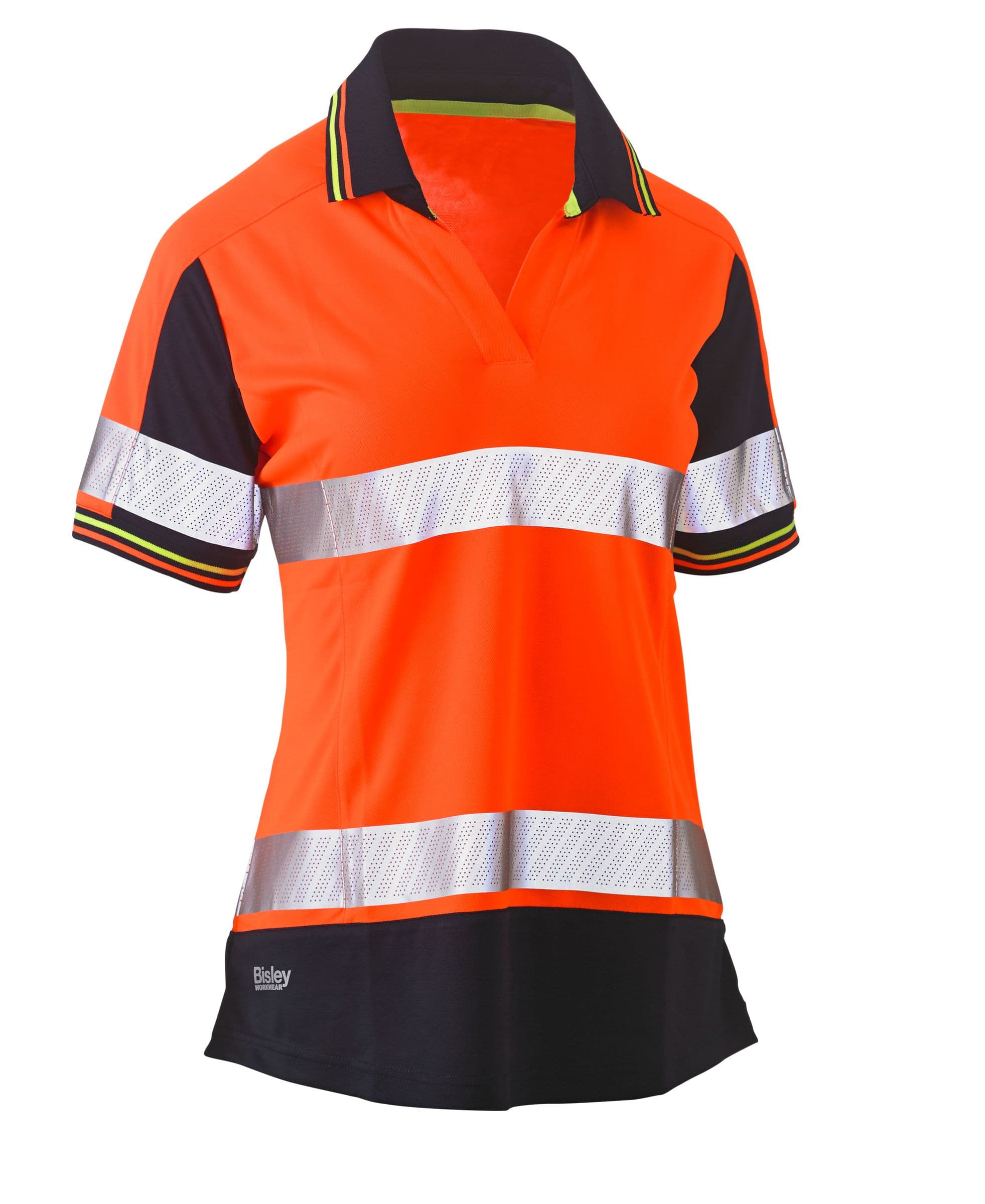 Bisley Bisley Womens Short Sleeve Taped Two Tone Hi Vis V-Neck Polo (BKL1225T) - Trade Wear