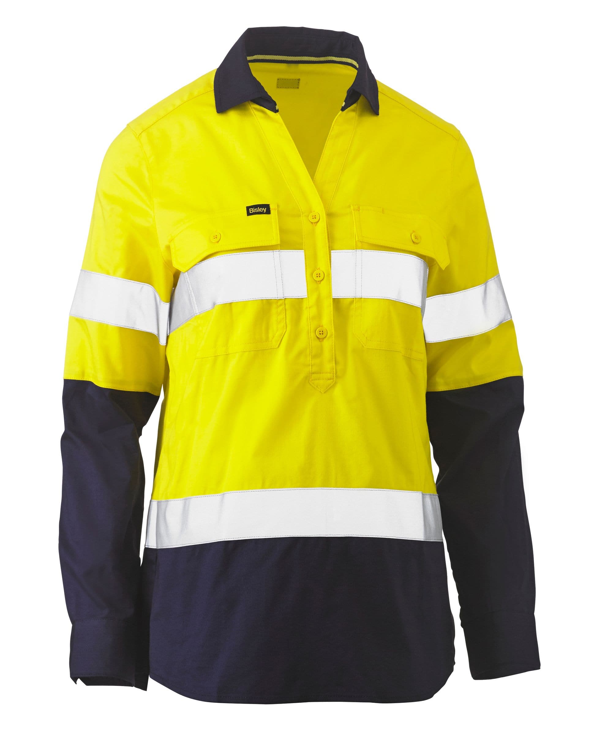 Bisley Bisley Womens Taped Hi Vis Stretch V-Neck Shirt (BLC6064T) - Trade Wear
